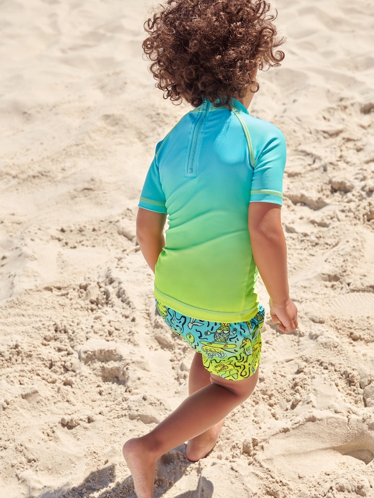 Blue Dip Dye Sunsafe Top and Shorts Set (3mths-7yrs) - Image 2 of 8