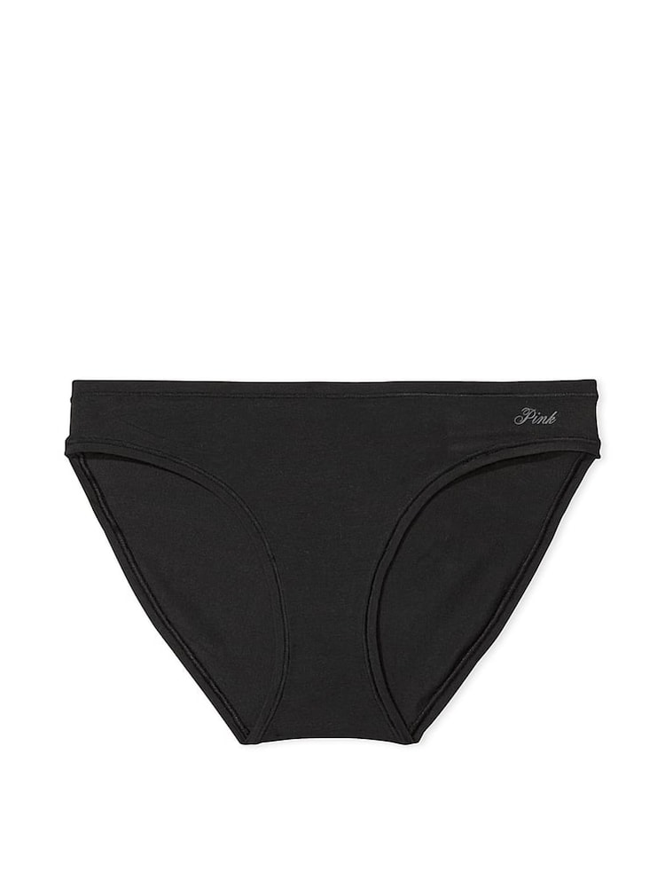 Victoria's Secret PINK Pure Black Bikini Cotton Knickers - Image 3 of 3