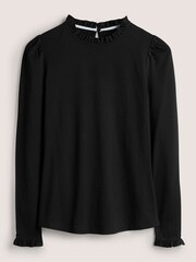 Boden Black Supersoft Frill Detail Top - Image 6 of 6