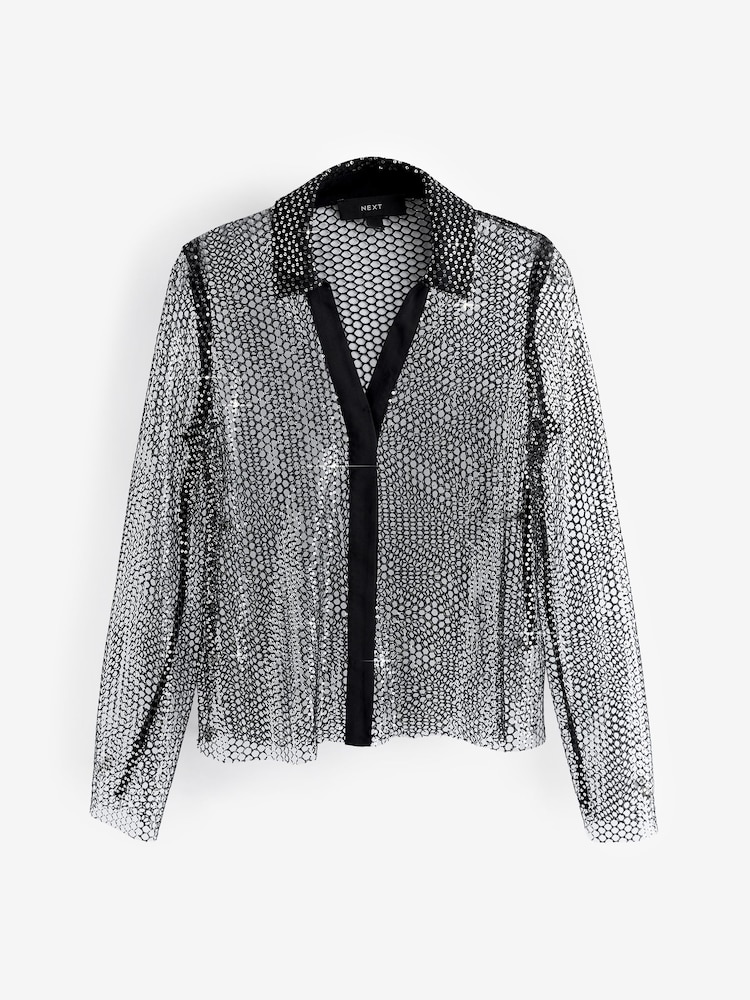 Black Long Sleeve Chainmail Shirt - Image 2 of 7