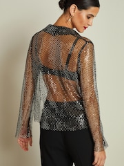Black Long Sleeve Chainmail Shirt - Image 4 of 7