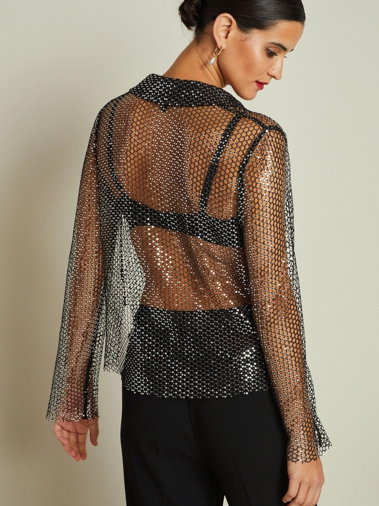 Black Long Sleeve Chainmail Shirt - Image 4 of 7