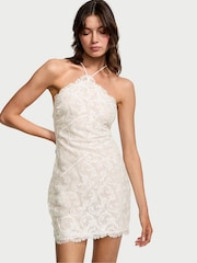 Victoria's Secret White Flowering Vines Broderie Dressing Slip - Image 1 of 4