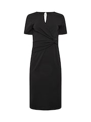 M&Co Black Petite 3/4 Sleeve Twist Tab Dress - Image 5 of 6