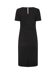 M&Co Black Petite 3/4 Sleeve Twist Tab Dress - Image 6 of 6