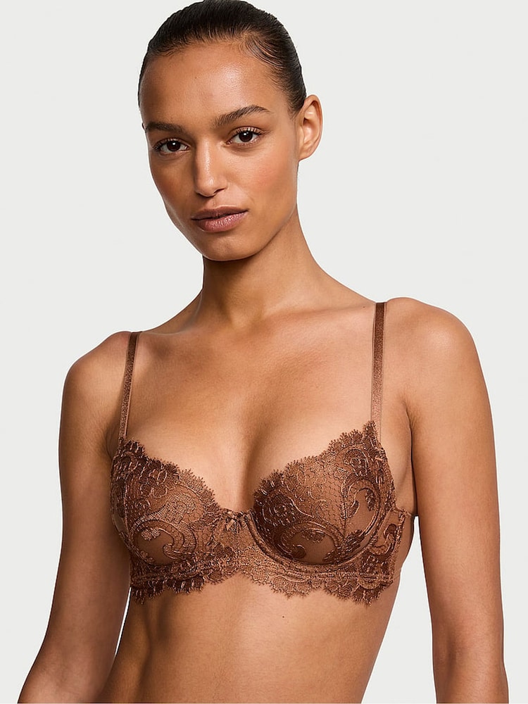 Victoria's Secret Nude Caramel Lightly Lined Demi Boho Floral Bra - Image 1 of 4