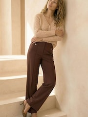 Roman Brown Pocket Button Smart Trousers - Image 1 of 4