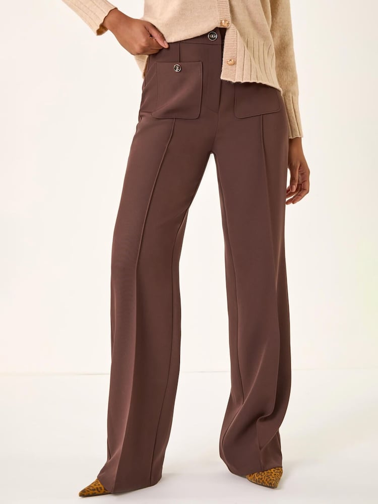 Roman Brown Pocket Button Smart Trousers - Image 2 of 4