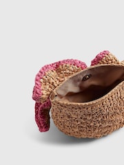 River Island Brown Del Maar Raffia Beaded Flower Shoulder Bag - Image 5 of 6