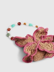 River Island Brown Del Maar Raffia Beaded Flower Shoulder Bag - Image 6 of 6