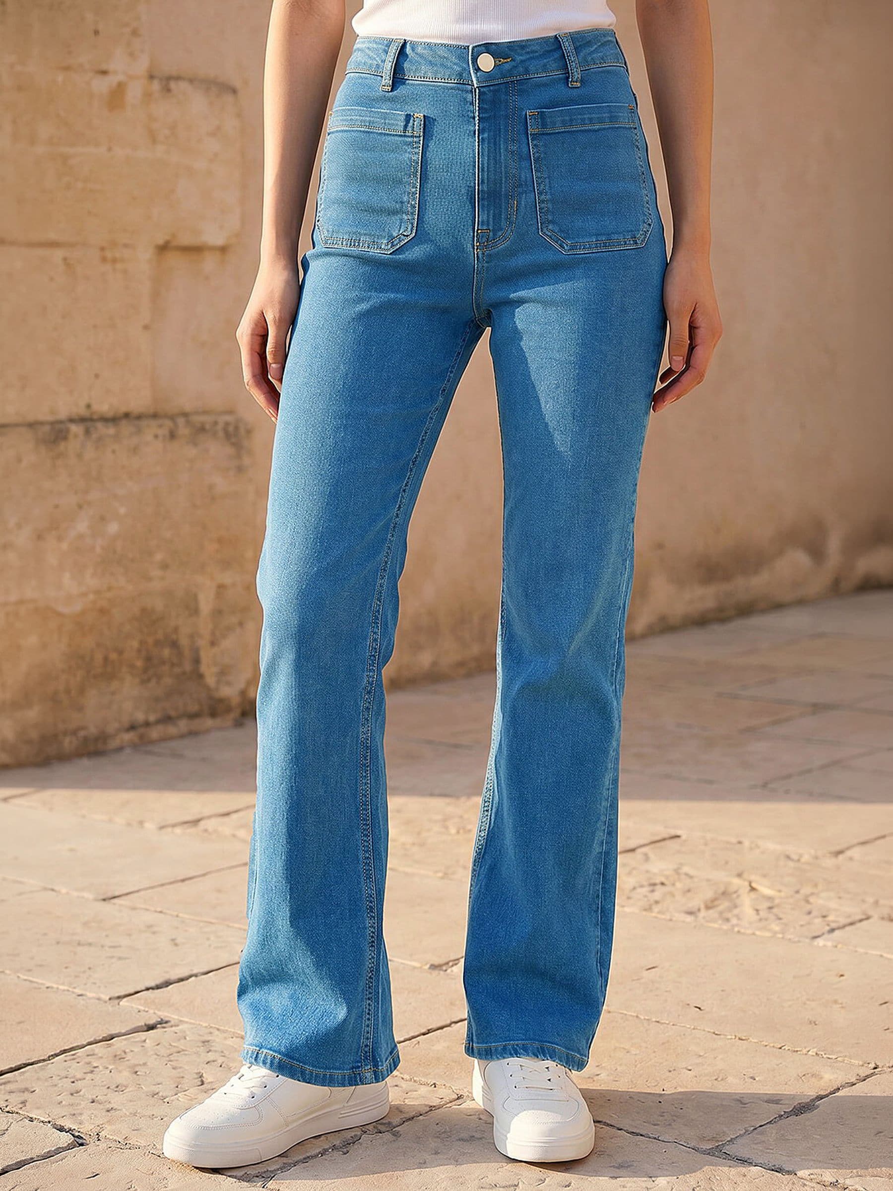 Dusk Women's Mid Blue Front Pocket Bootcut Jeans In | Size: 18 - Image 6