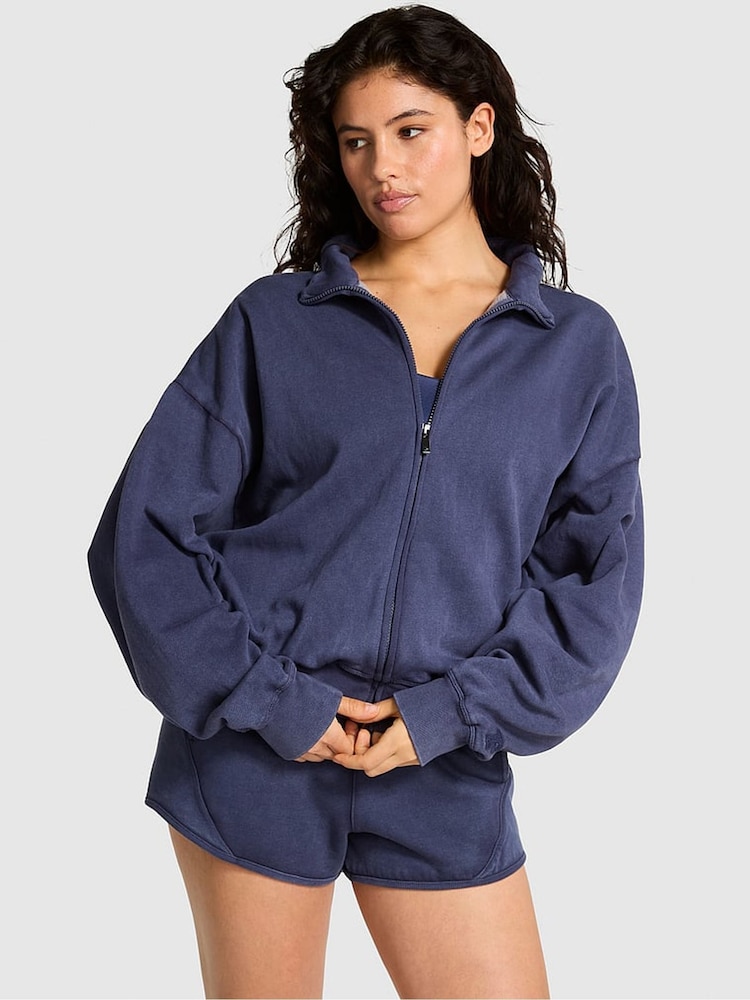 Victoria's Secret PINK Midnight Navy Blue Fleece Jacket - Image 1 of 4