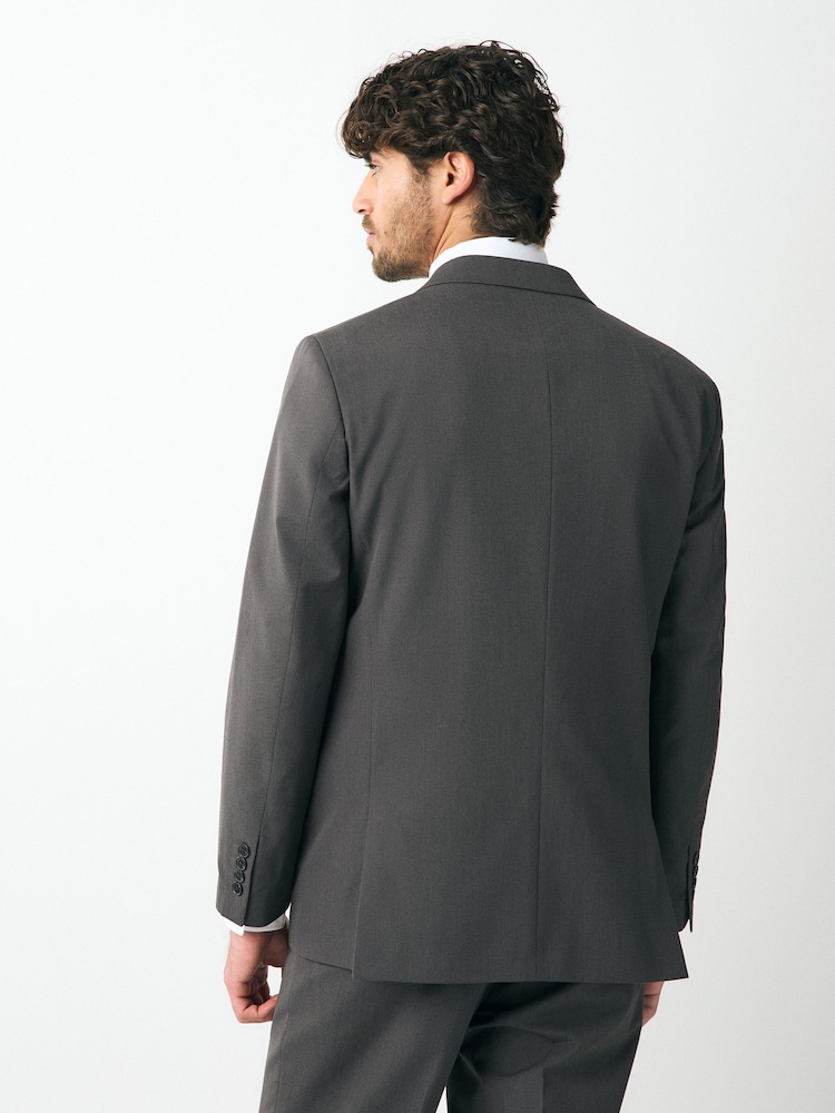 Charcoal Grey Regular Fit Two Button Suit Jacket - Image 3 of 10