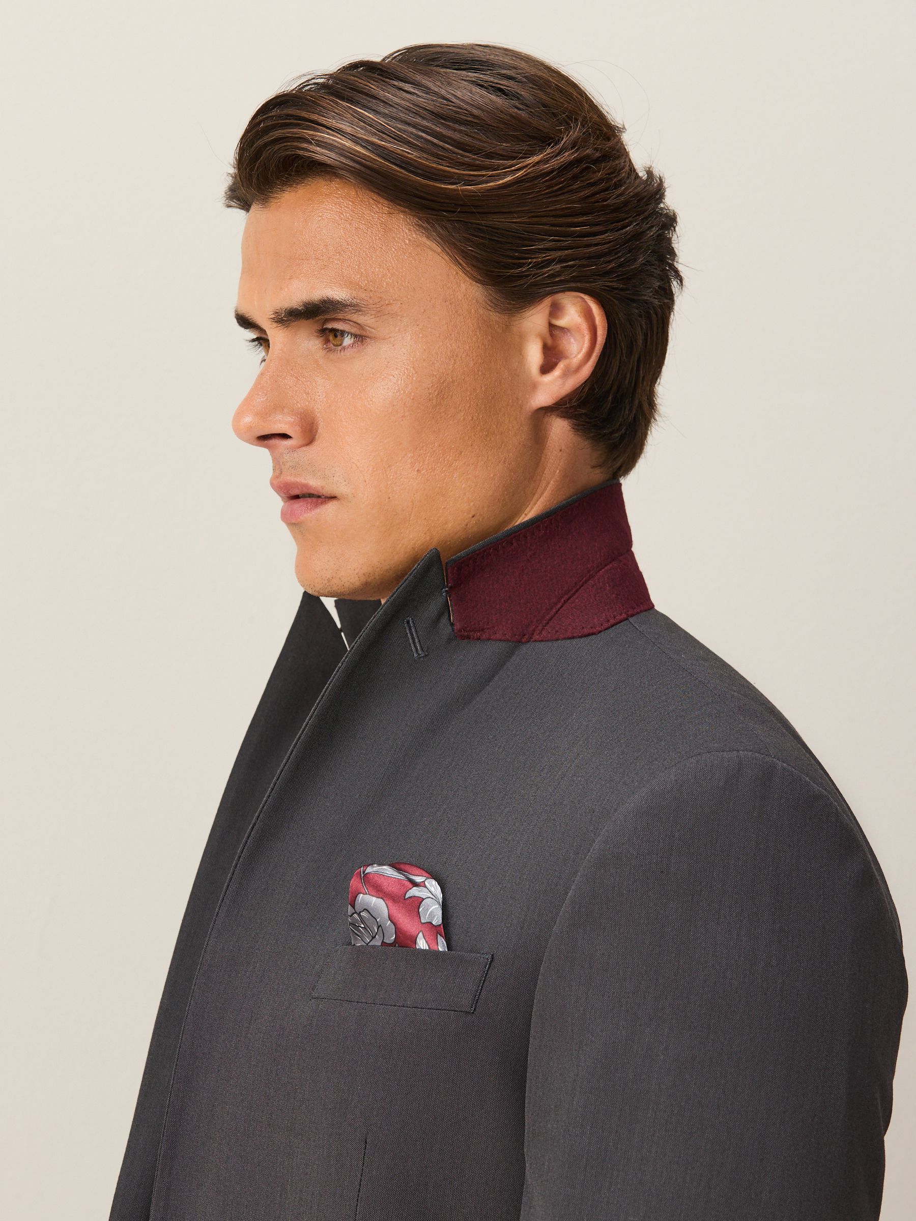 Modern Fit Wool Feel Two Button Jacket with Suit Charcoal main image 0