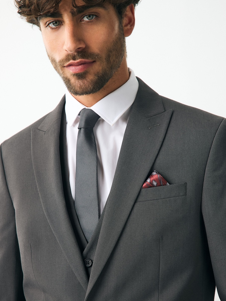 Charcoal Grey Regular Fit Two Button Suit Jacket - Image 5 of 10
