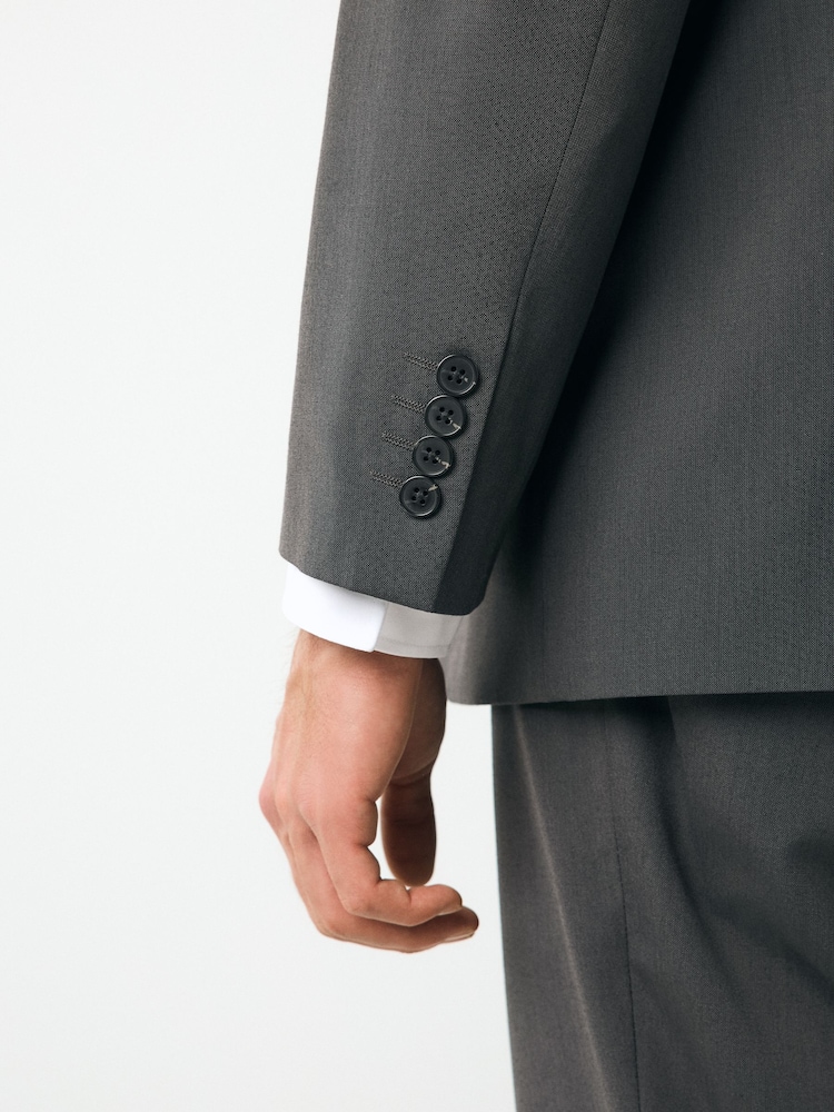 Charcoal Grey Regular Fit Two Button Suit Jacket - Image 6 of 10