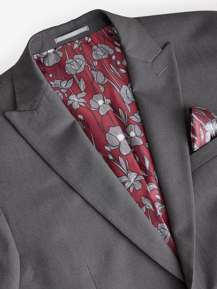 Charcoal Grey Regular Fit Two Button Suit Jacket - Image 8 of 10