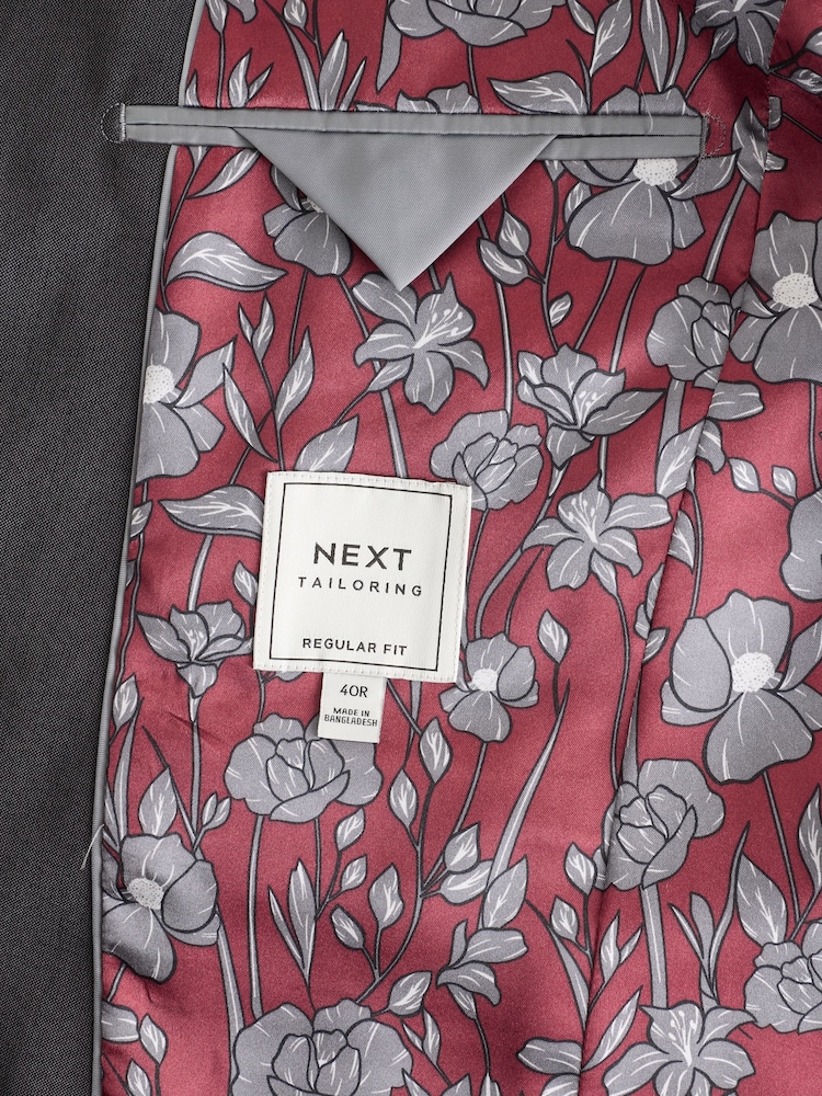 Charcoal Grey Regular Fit Two Button Suit Jacket - Image 9 of 10