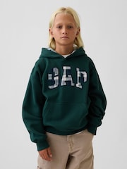 Gap Green Check Vintage Soft Relaxed Logo Hoodie (4-13yrs) - Image 1 of 4