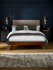 Julian Bowen Walnut Walden Effect 150cm Kingsize Bed with Grey Chenille Upholstered Headboard - Image 1 of 9