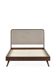 Julian Bowen Walnut Walden Effect 150cm Kingsize Bed with Grey Chenille Upholstered Headboard - Image 8 of 9