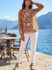 Roman Brown Animal Floral Print Tunic Top - Image 2 of 4