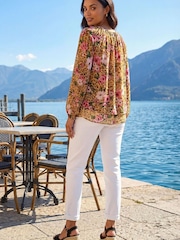Roman Brown Animal Floral Print Tunic Top - Image 3 of 4