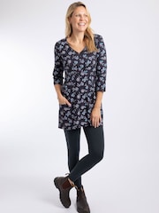 Weird Fish Midnight Blue Arielle Printed Jersey 3/4 Sleeve Tunic - Image 3 of 7