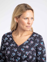 Weird Fish Midnight Blue Arielle Printed Jersey 3/4 Sleeve Tunic - Image 4 of 7