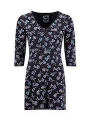 Weird Fish Midnight Blue Arielle Printed Jersey 3/4 Sleeve Tunic - Image 6 of 7