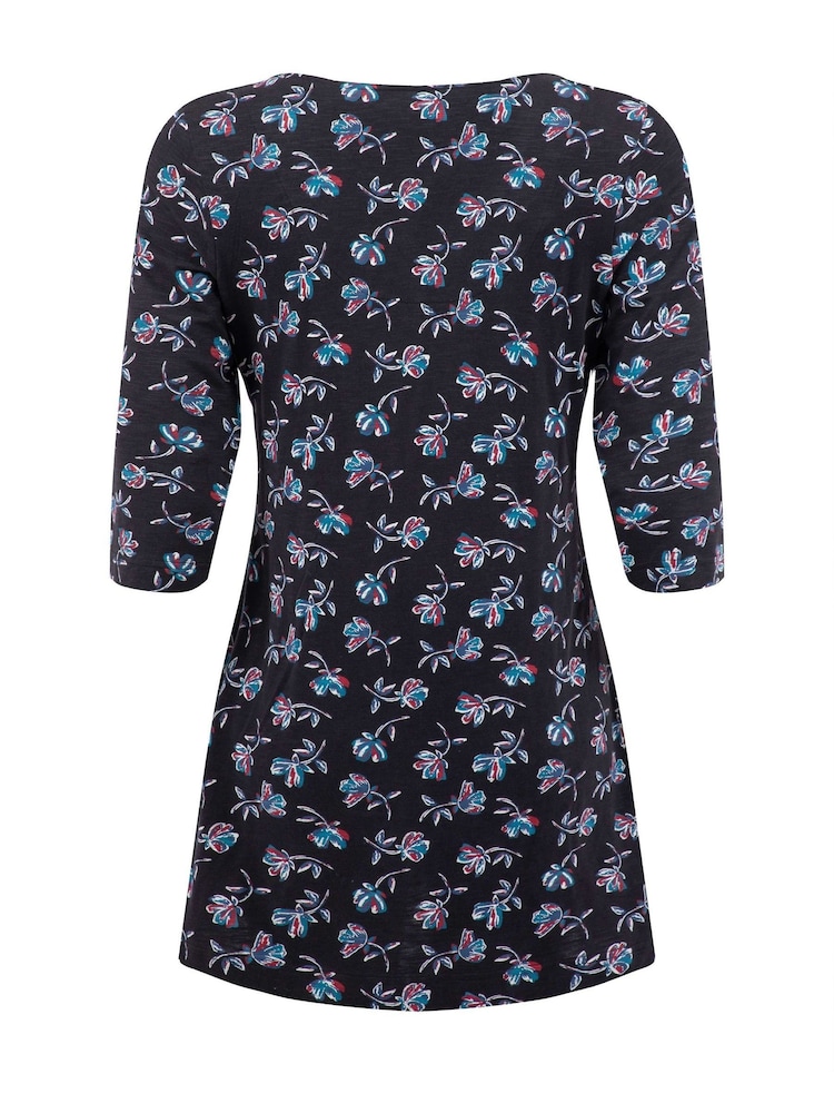 Weird Fish Midnight Blue Arielle Printed Jersey 3/4 Sleeve Tunic - Image 7 of 7 Weird Fish Midnight Blue Arielle Printed Jersey 3/4 Sleeve Tunic - Image 7 of 7