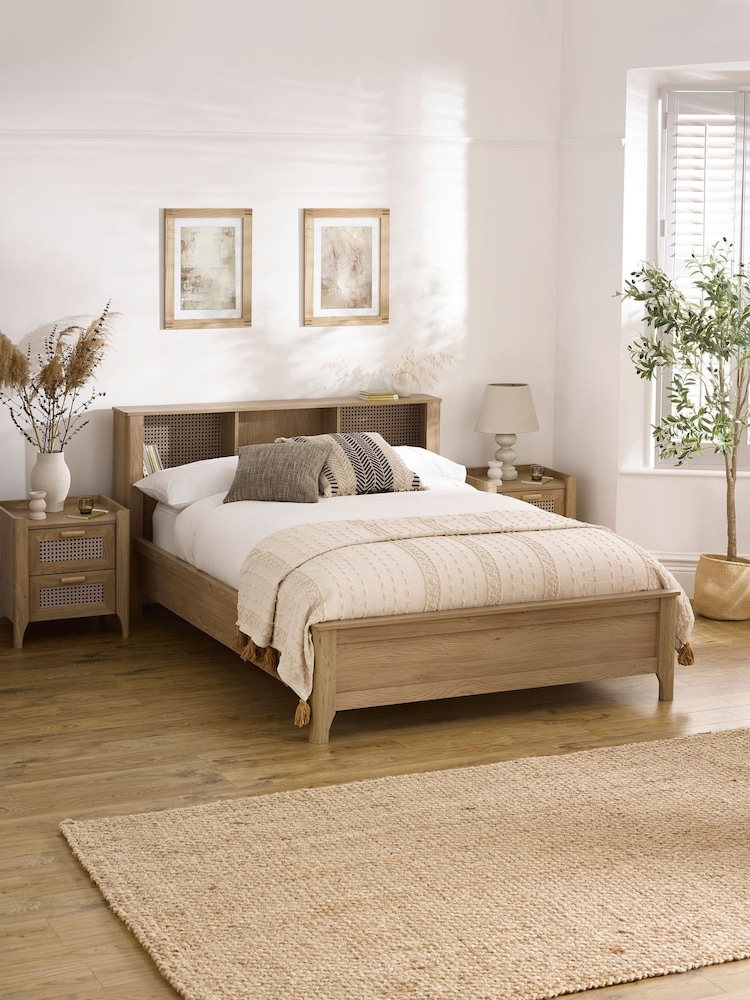 Julian Bowen Oak Effect Sydney Rattan Effect Bookcase Bed - Image 1 of 9