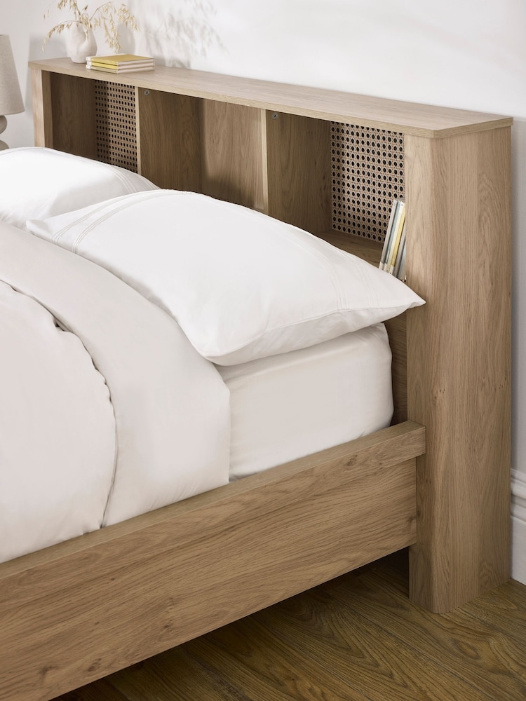 Julian Bowen Oak Effect Sydney Rattan Effect Bookcase Bed - Image 2 of 9