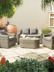 Rowlinson Natural Garden Bunbury Rattan Effect Sofa Set with Coffee Table - Image 1 of 4