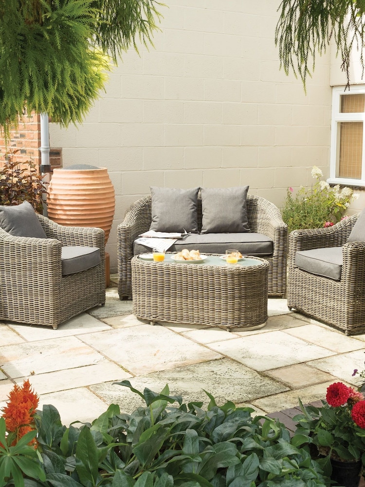 Rowlinson Natural Garden Bunbury Rattan Effect Sofa Set with Coffee Table - Image 1 of 4