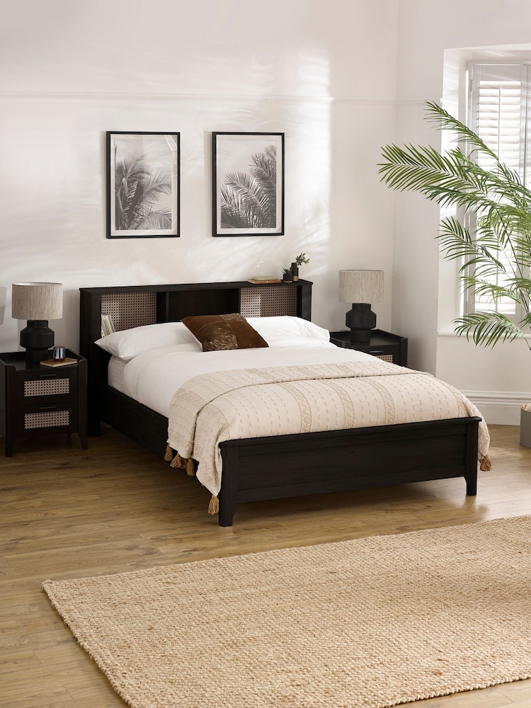 Julian Bowen Black Ash Sydney Rattan Effect Bookcase Bed - Image 1 of 9
