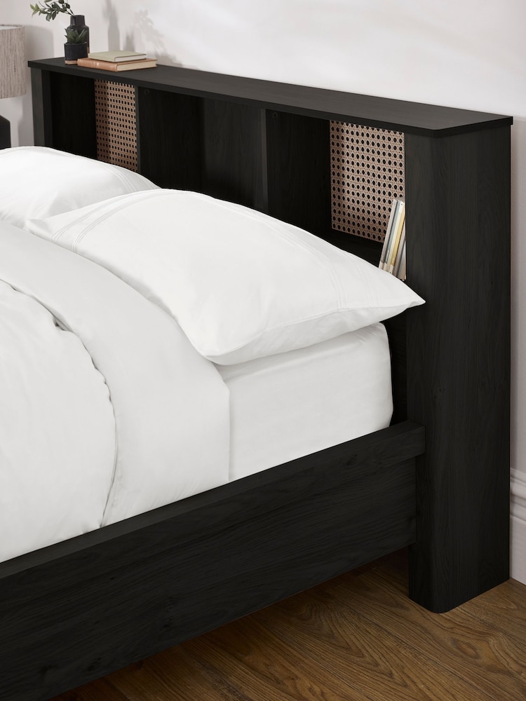 Julian Bowen Black Ash Sydney Rattan Effect Bookcase Bed - Image 2 of 9