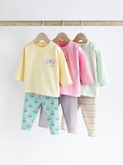 Pastel Character 6 Piece Baby T-Shirts and Leggings Set - Image 1 of 1