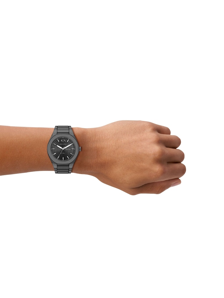 Armani Exchange Grey Sync Three-Hand Day-Date Stainless Steel Watch - Image 8 of 8
