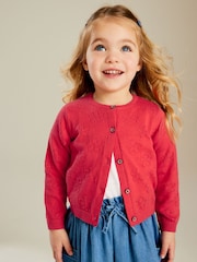 rdeča - 100% Cotton Flower Pointelle pletena jopa (3m-10let) - Slika 1 iz 7