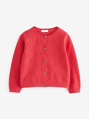 rdeča - 100% Cotton Flower Pointelle pletena jopa (3m-10let) - Slika 5 iz 7