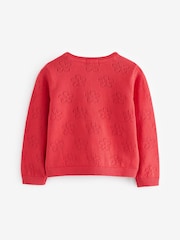 rdeča - 100% Cotton Flower Pointelle pletena jopa (3m-10let) - Slika 6 iz 7