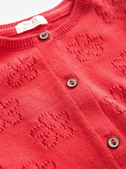 rdeča - 100% Cotton Flower Pointelle pletena jopa (3m-10let) - Slika 7 iz 7