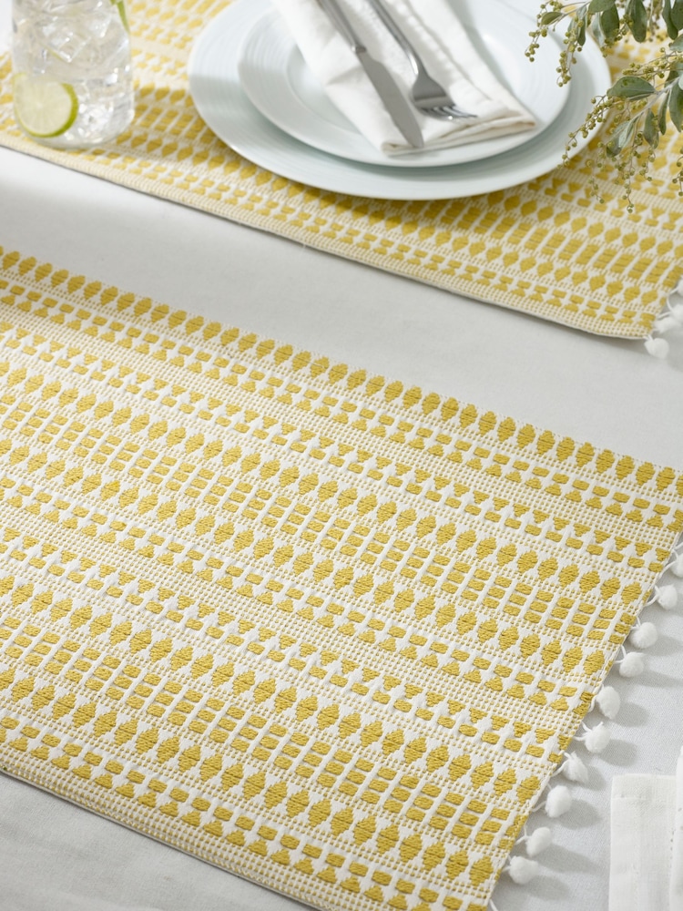 Set of 2 Yellow Geo Fabric Placemats - Image 1 of 1