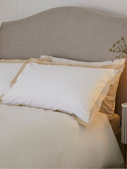 Set of 2 White/Natural Cotton Rich Pillowcases - Image 1 of 2