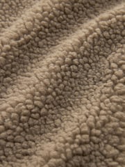 Taupe Brown Borg Fleece Corduroy Pocket Detail Teddy Jacket - Image 5 of 5