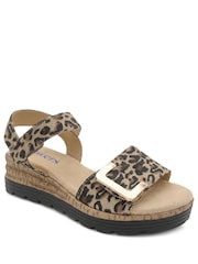 Pavers Animal Wide Fit Wedge Heel Memory Foam Sandals - Image 1 of 5