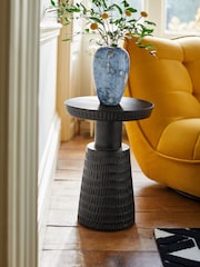 Black Carved Mango Wood Side Table - Image 1 of 5