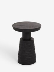 Black Carved Mango Wood Side Table - Image 3 of 5