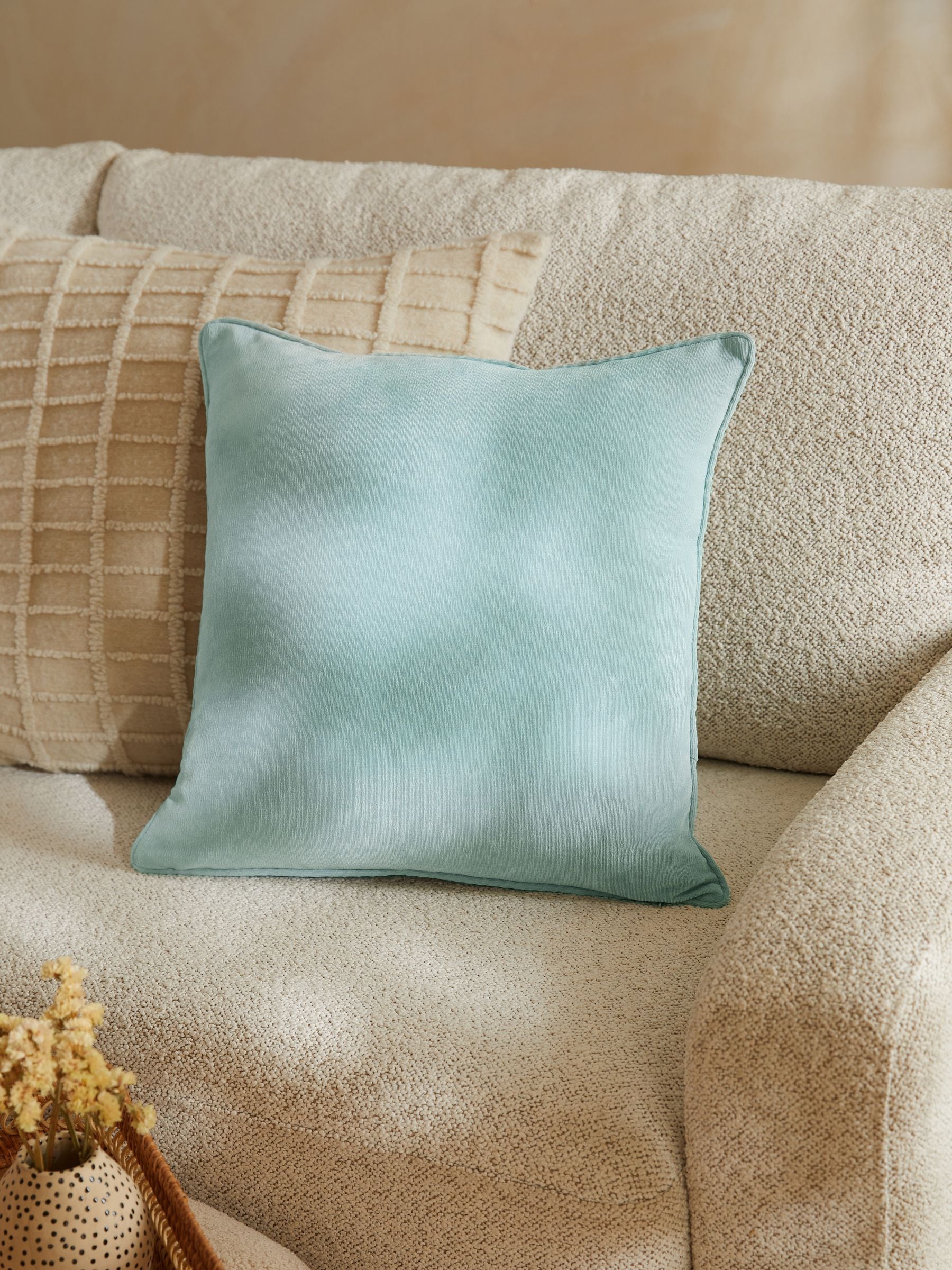 Buy Teal Blue 45 x 45cm Soft Velour Cushion from Next Ireland